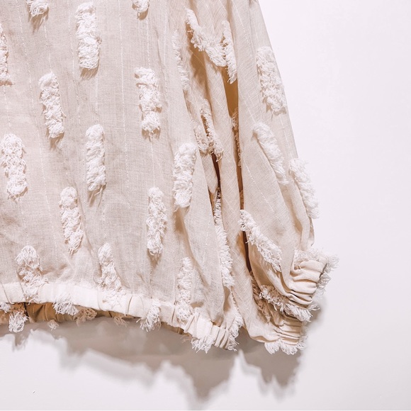 Zara Structured Textured Balloon Sleeve Top Size S in Beige NWOT - Picture 10 of 14